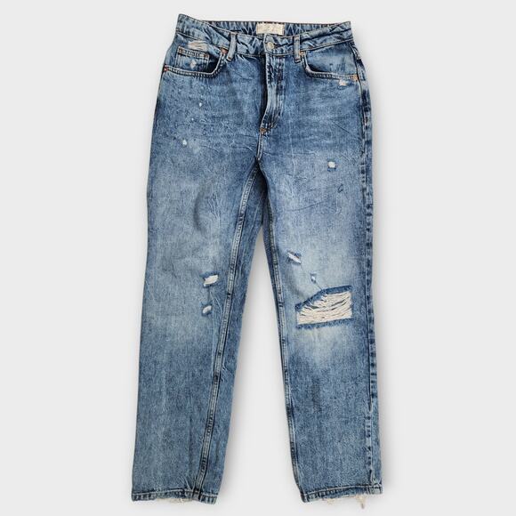 Free People We The Free Jeans Women's Sz 27" Straight Leg Distressed Hi-Rise - Picture 1 of 9